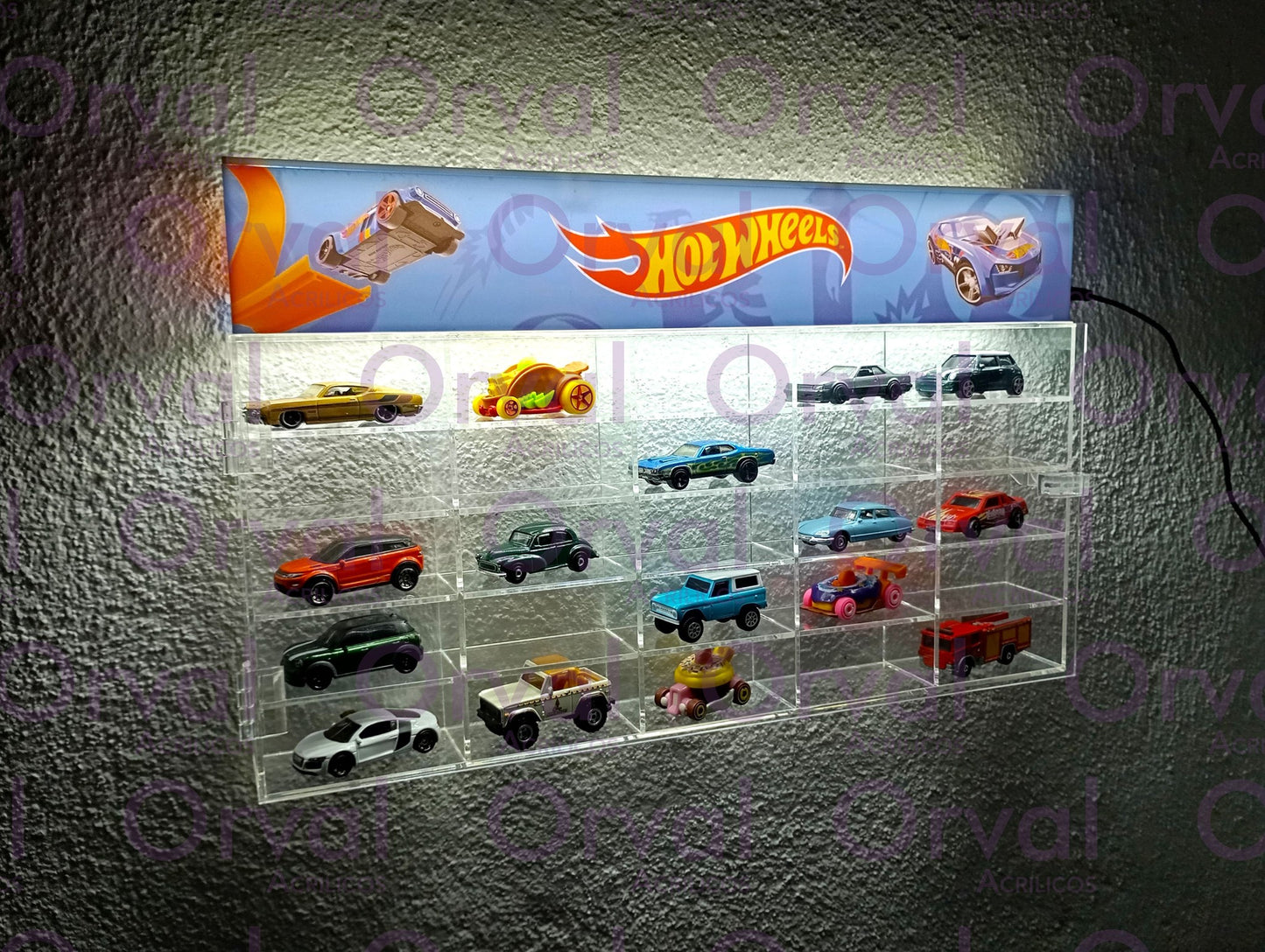 Exhibidor para 25 Autos 1:64 Transparente "Hot Wheels/Matchbox"